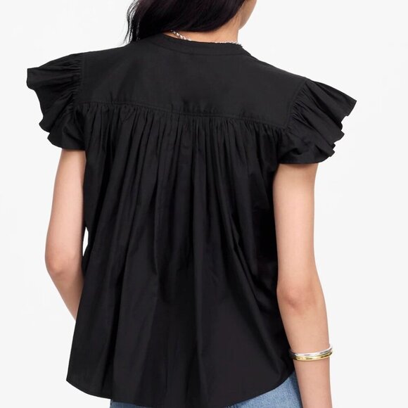 Madewell Poplin Shirred Button-Up Shirt Size XXS - Picture 3 of 13